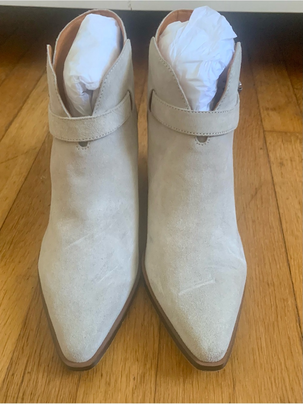Rag and Bone Suede Pointed-Toe Ankle Boots - Cream